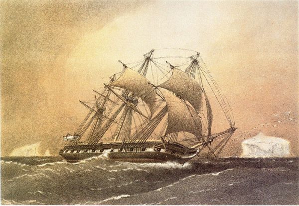 Painting of the HMS Challenger by William Frederick Mitchell. From Wikimedia Commons