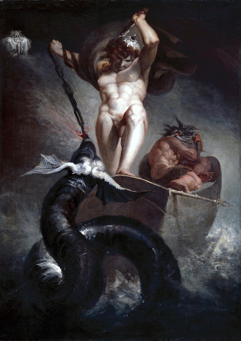 Thor Battering the Midgard Serpent (1790) by Henry Fuseli. From Wikipedia Commons.